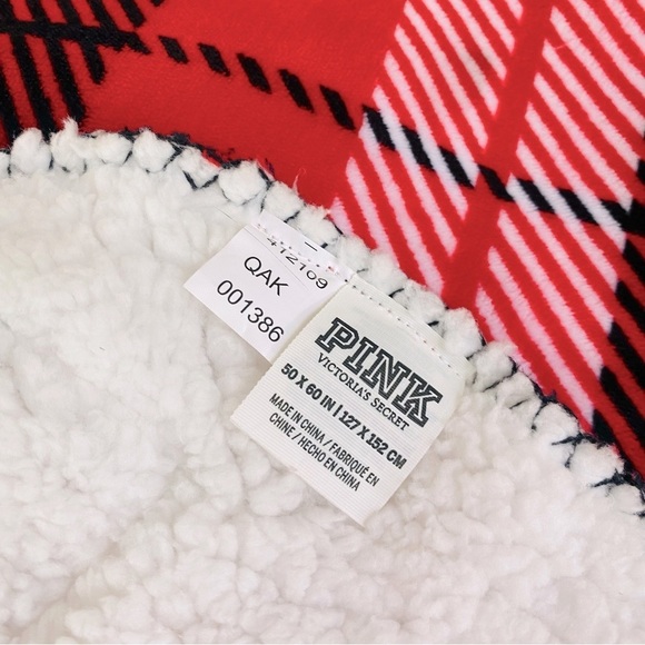 PINK Plaid Sherpa Cozy Blanket 50” x 60” - Picture 4 of 5